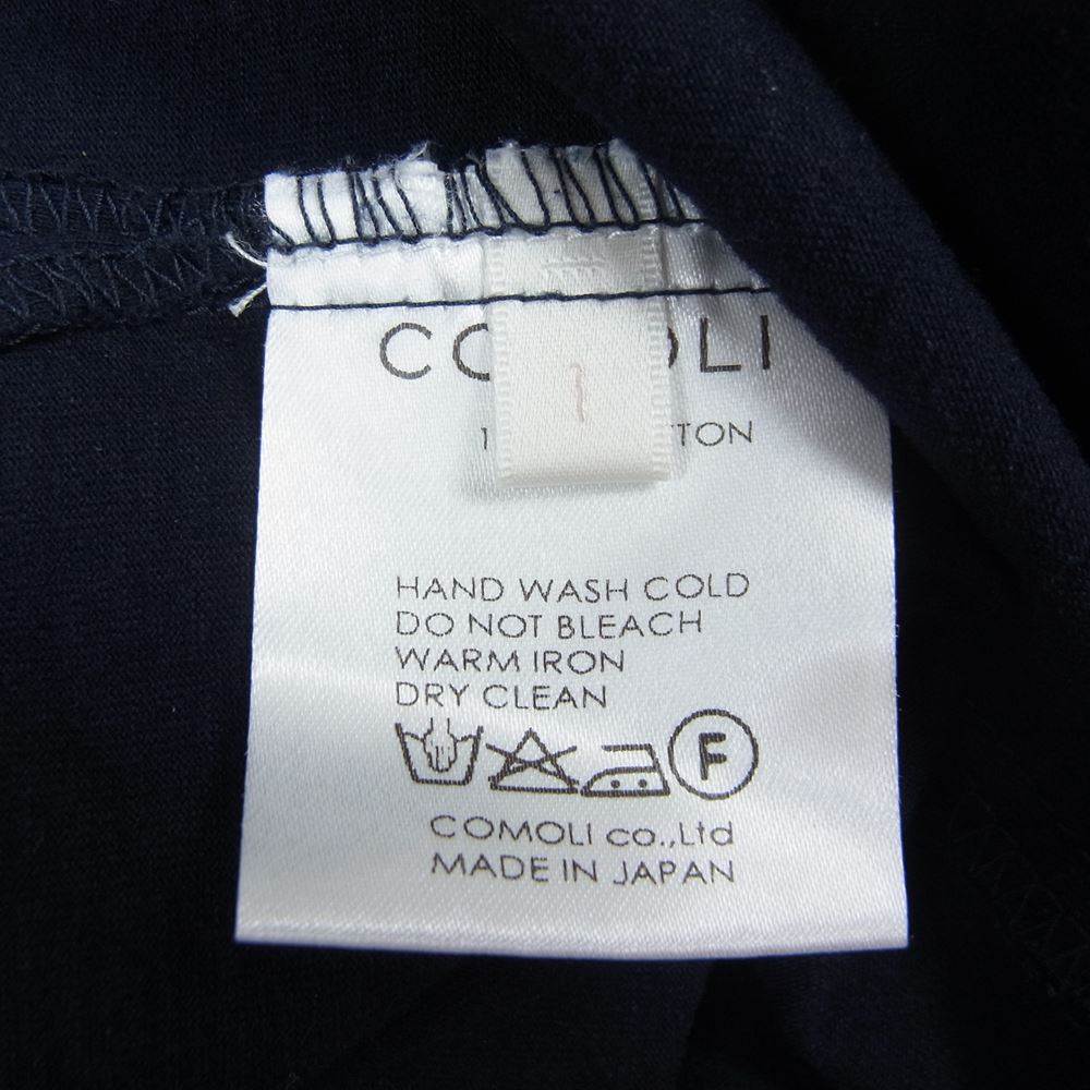 COMOLI コモリ I01-05004 ボートネック ポケット付 長袖 Tシャツ カットソー ネイビー系 1【中古】