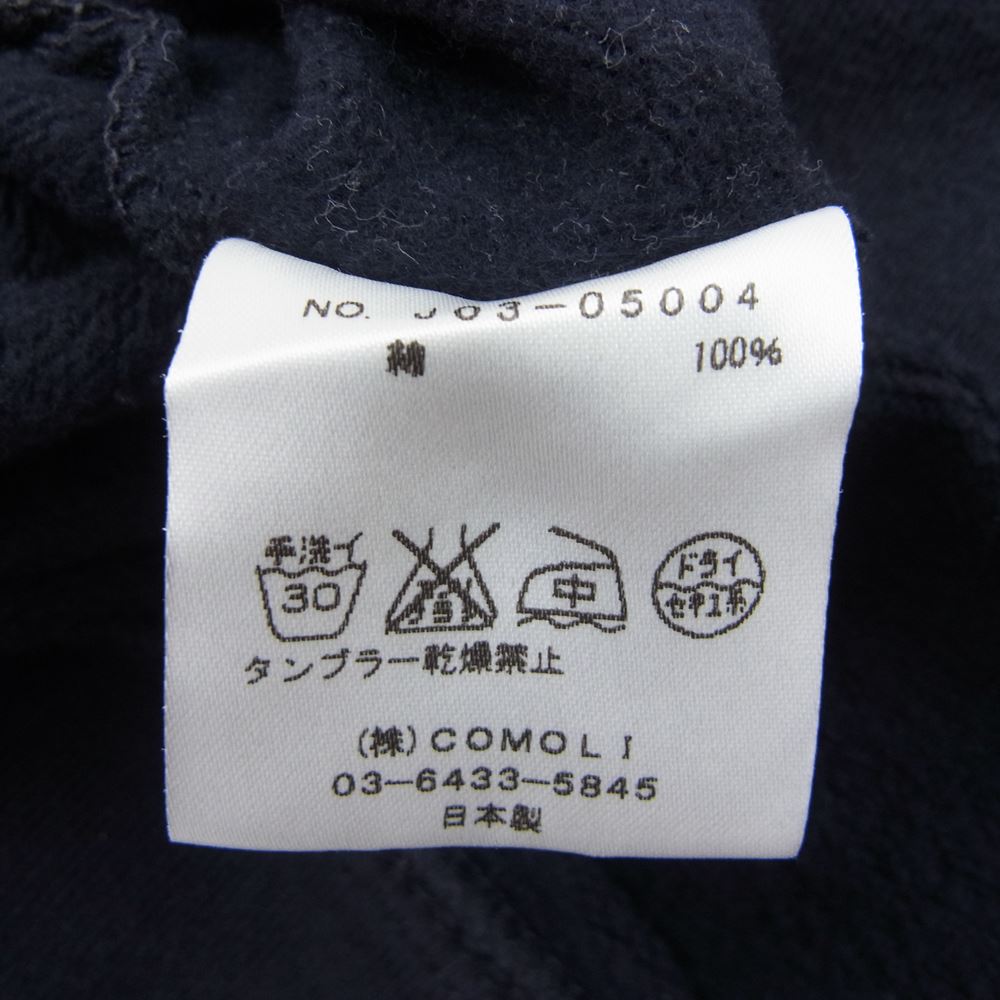 COMOLI コモリ 16AW J03-05004 インレイ起毛 長袖 クルー トレーナー スウェット ネイビー系 2【中古】