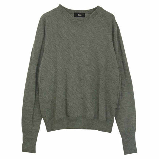 THE RERACS ザリラクス 17AW REKN-043-J シルク混 ウール Vネック ニット グレー系 46【中古】