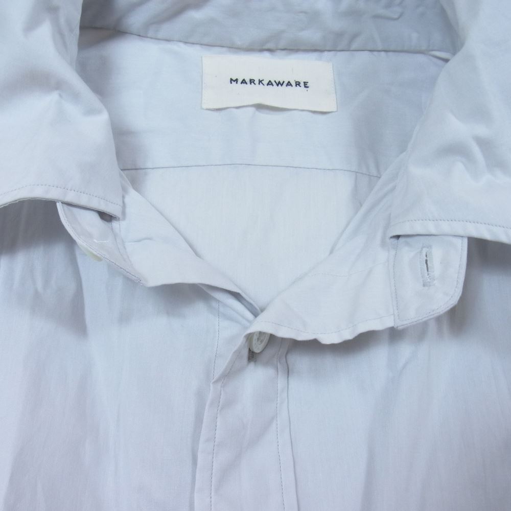 markaware マーカウェア 22SS A22A-10SH03C SOKTAS ORGANIC COTTON POPLIN ソクタス オーガニック コットン ポプリン ダブルカラー 長袖 シャツ グレー系 ライトブルーグレー系 2【中古】
