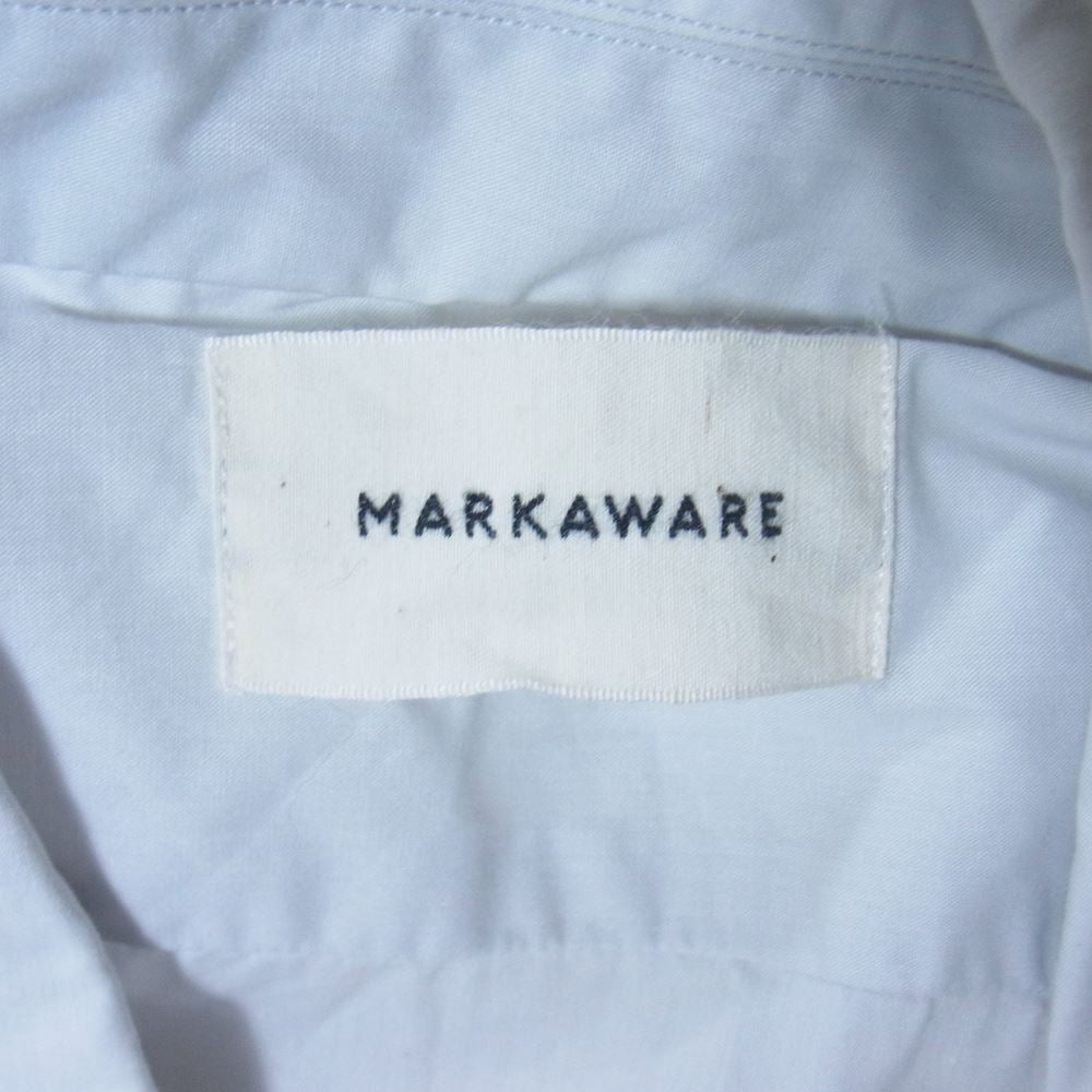 markaware マーカウェア 22SS A22A-10SH03C SOKTAS ORGANIC COTTON POPLIN ソクタス オーガニック コットン ポプリン ダブルカラー 長袖 シャツ グレー系 ライトブルーグレー系 2【中古】