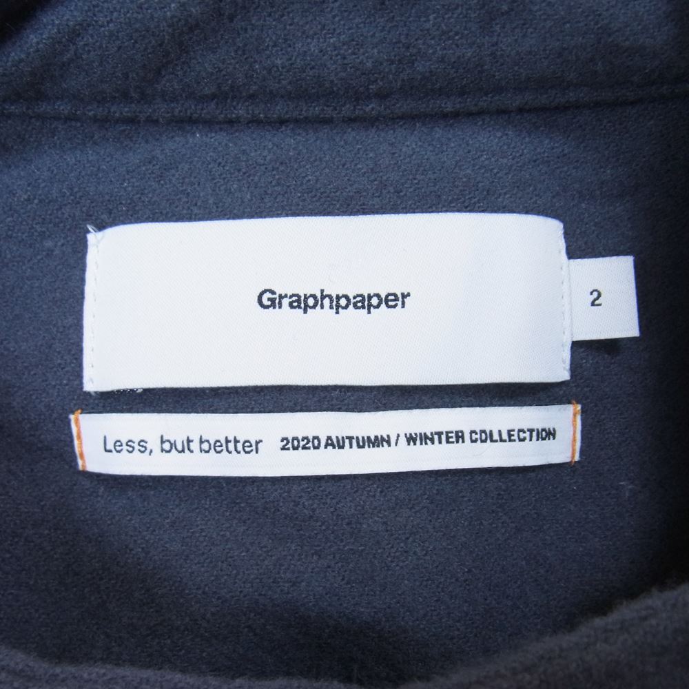 GRAPHPAPER グラフペーパー 20AW GM-203-50091 WOOL FLANNEL BAND COLLAR SHIRT ウール フランネル バンドカラー シャツ チャコール系 2【中古】