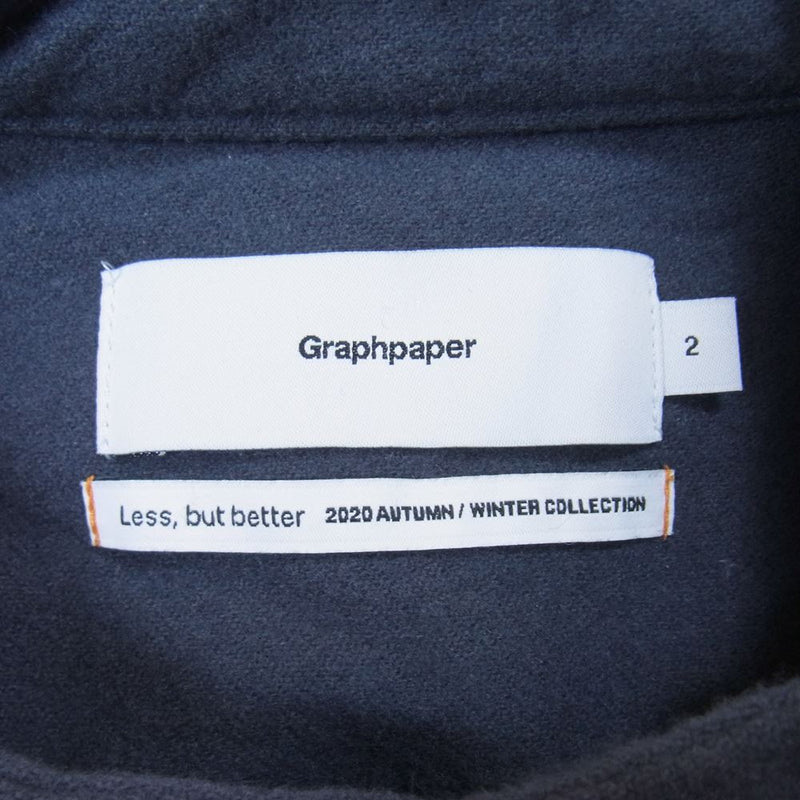 GRAPHPAPER グラフペーパー 20AW GM-203-50091 WOOL FLANNEL BAND COLLAR SHIRT ウール  フランネル バンドカラー シャツ チャコール系 2【中古】