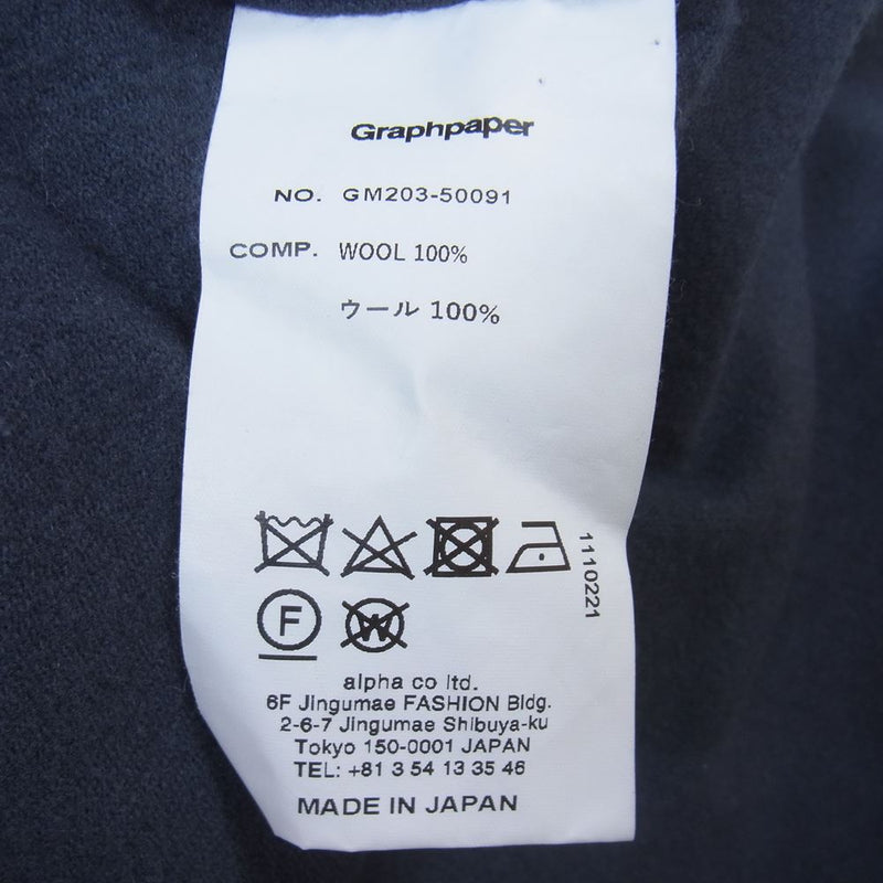 GRAPHPAPER グラフペーパー 20AW GM-203-50091 WOOL FLANNEL BAND COLLAR SHIRT ウール  フランネル バンドカラー シャツ チャコール系 2【中古】