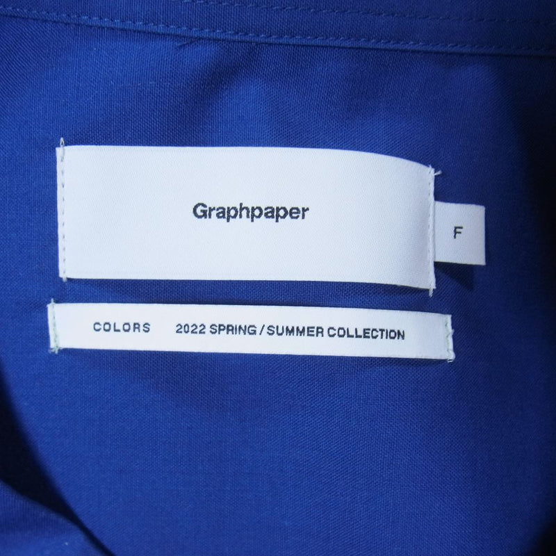 GRAPHPAPER グラフペーパー 22SS  GM221-50199 ファインウール トロピカルオーバーサイズ バンドカラーシャツ ブルー系 F【中古】