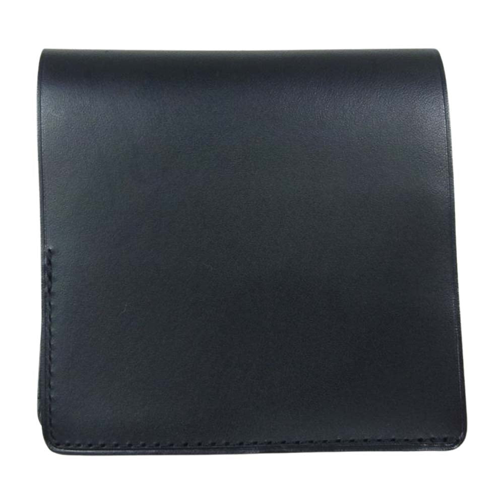 シュリンクス レザー 二つ折り コンパクト 財布 ウォレット ブラック系【中古】