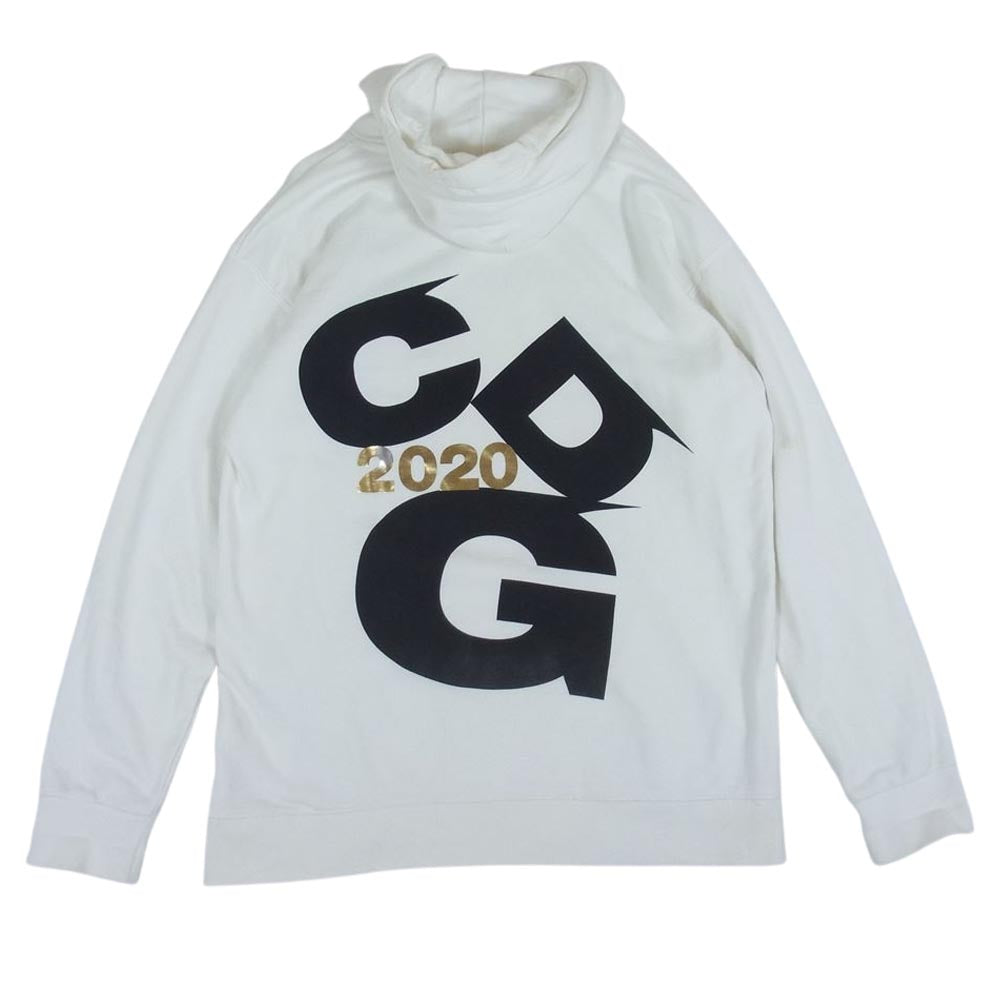 COMME des GARCONS コムデギャルソン CDG シーディージー SZ-T036 2020 ロゴ プリント パーカー オフホワイト系 XXL【中古】