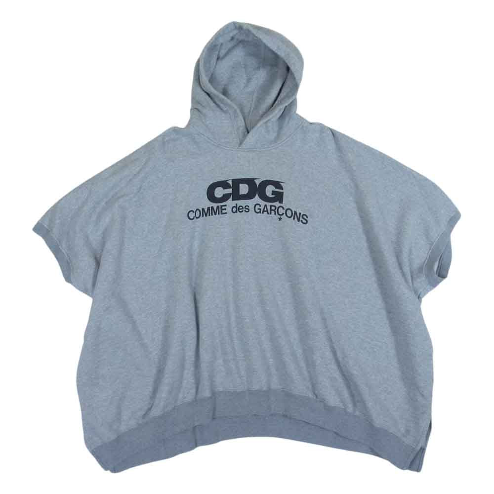 COMME des GARCONS コムデギャルソン CDG シーディージー SZ-T018 ロゴ プリント ポンチョ パーカー グレー系 L【中古】