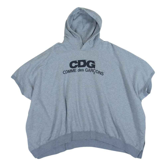COMME des GARCONS コムデギャルソン CDG シーディージー SZ-T018 ロゴ プリント ポンチョ パーカー グレー系 L【中古】