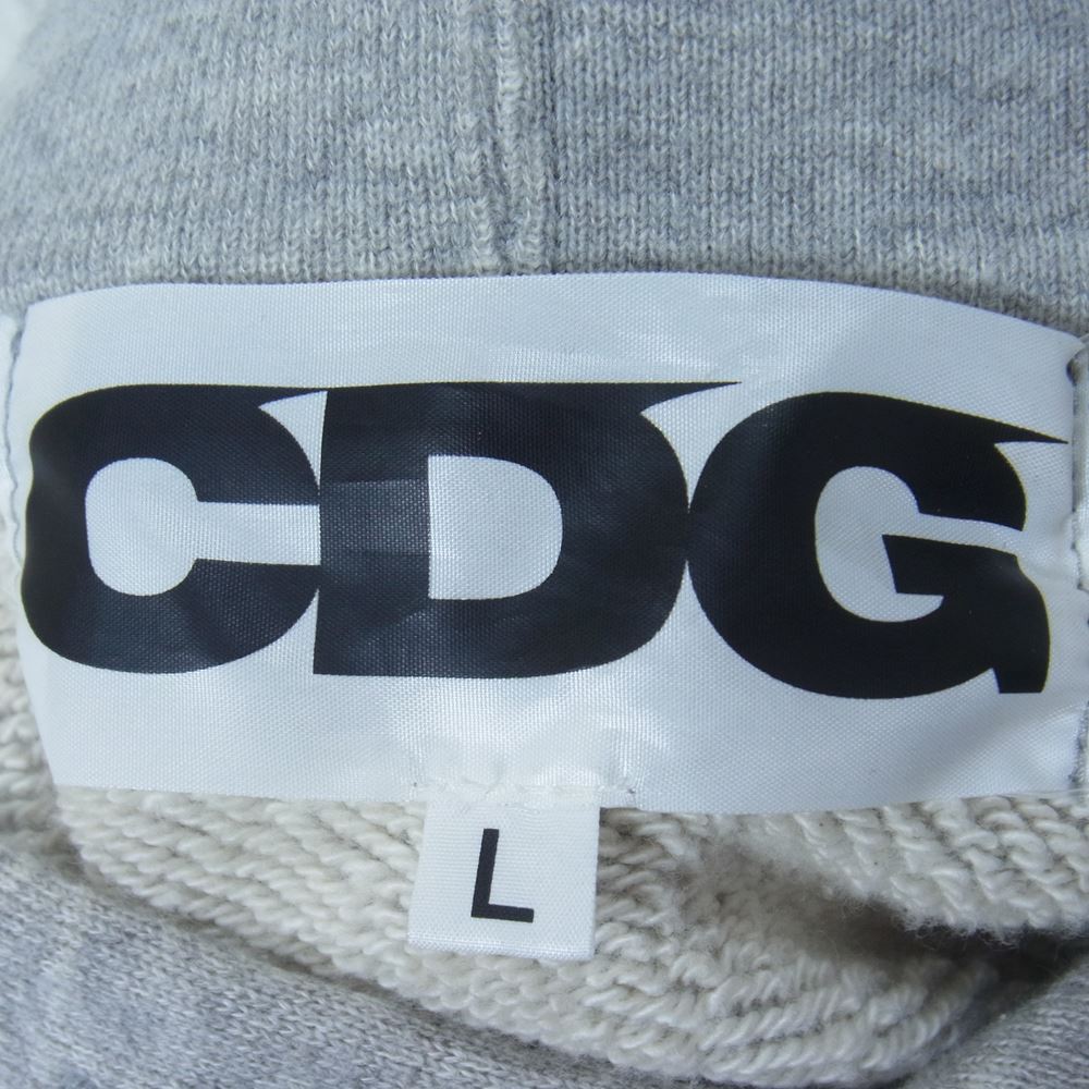 COMME des GARCONS コムデギャルソン CDG シーディージー SZ-T018 ロゴ プリント ポンチョ パーカー グレー系 L【中古】