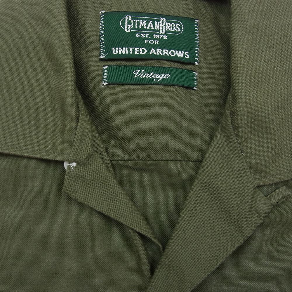 ギットマン ブラザーズ UNITED ARROWS別注 USA製 VINTAGEシルエット 半袖 オープンカラー シャツ カーキ系 14.5【中古】