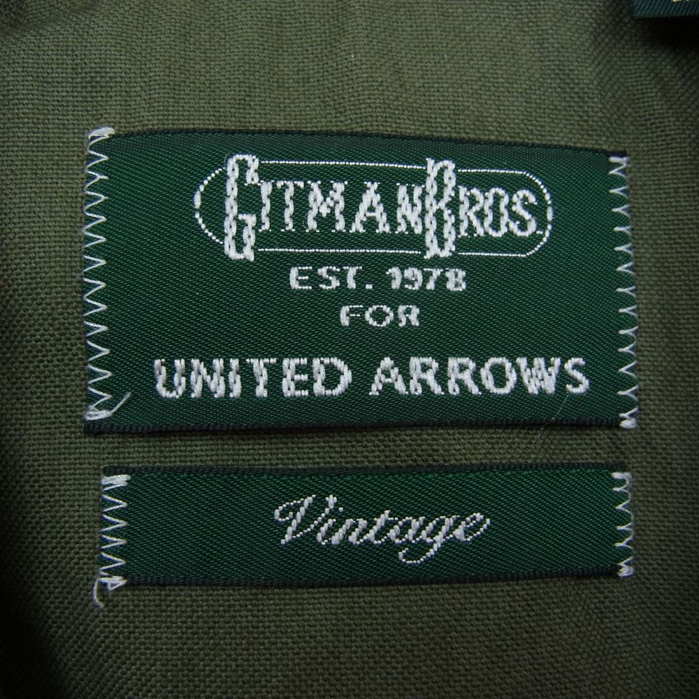ギットマン ブラザーズ UNITED ARROWS別注 USA製 VINTAGEシルエット 半袖 オープンカラー シャツ カーキ系 14.5【中古】