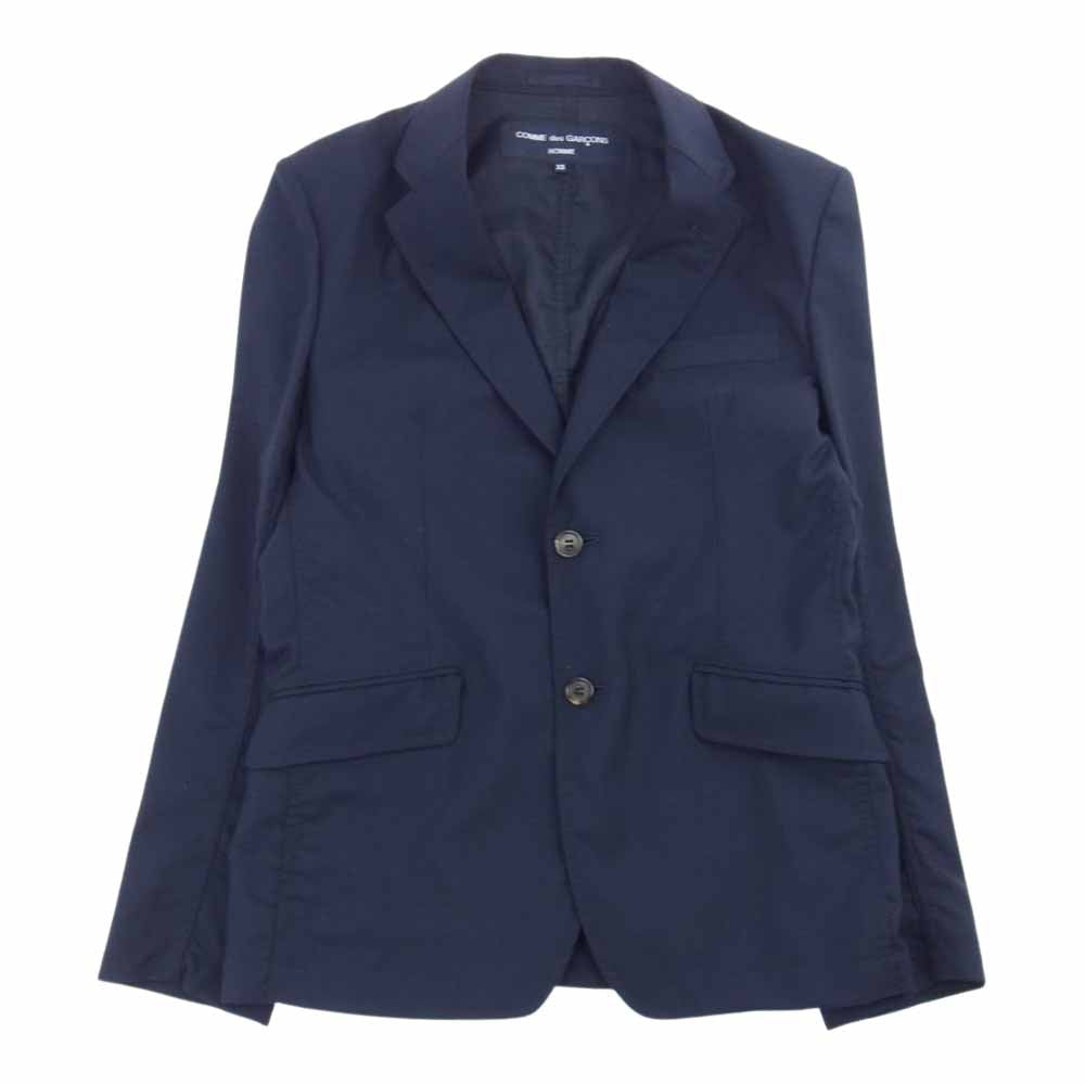 COMME des GARCONS HOMME コムデギャルソンオム AD2015 HQ-J003 HQ-P001 パッカリング ウール セットアップ テーラードジャケット パンツ ネイビー系 XS【美品】【中古】