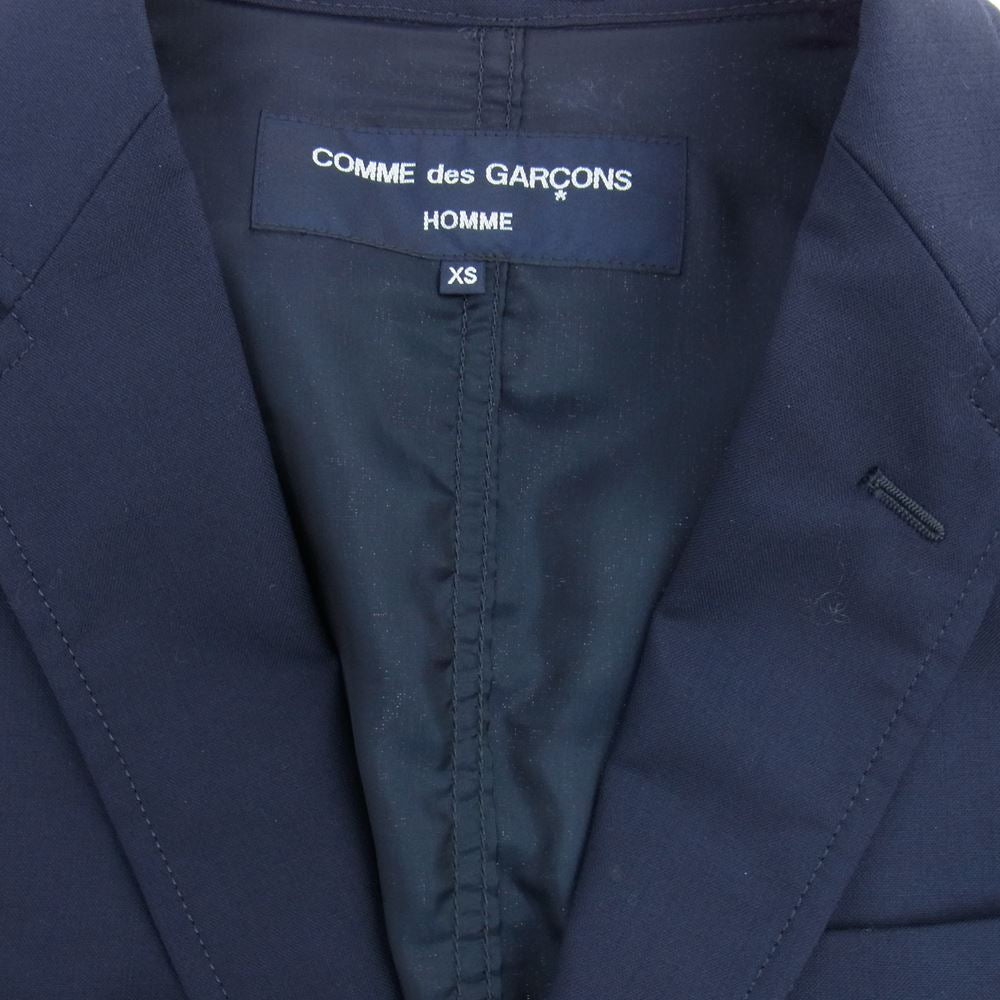 COMME des GARCONS HOMME コムデギャルソンオム AD2015 HQ-J003 HQ-P001 パッカリング ウール セットアップ テーラードジャケット パンツ ネイビー系 XS【美品】【中古】