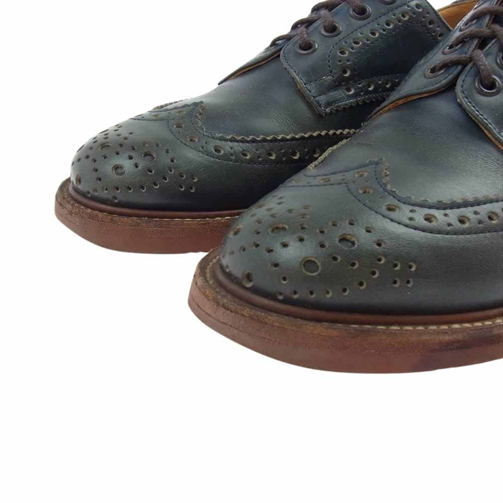 Tricker's トリッカーズ BOURTON バートン ウイングチップ メダリオン シューズ モスグリーン系 7.5【中古】