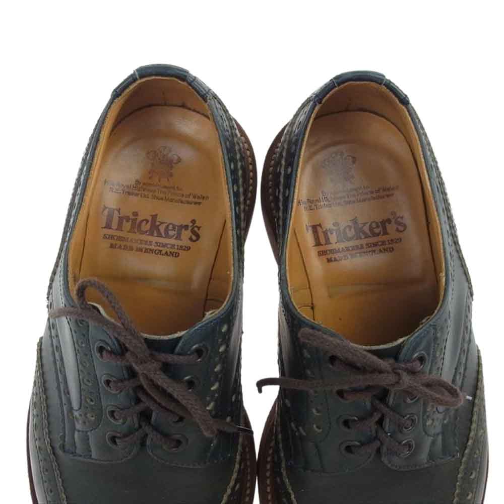 Tricker's トリッカーズ BOURTON バートン ウイングチップ メダリオン シューズ モスグリーン系 7.5【中古】
