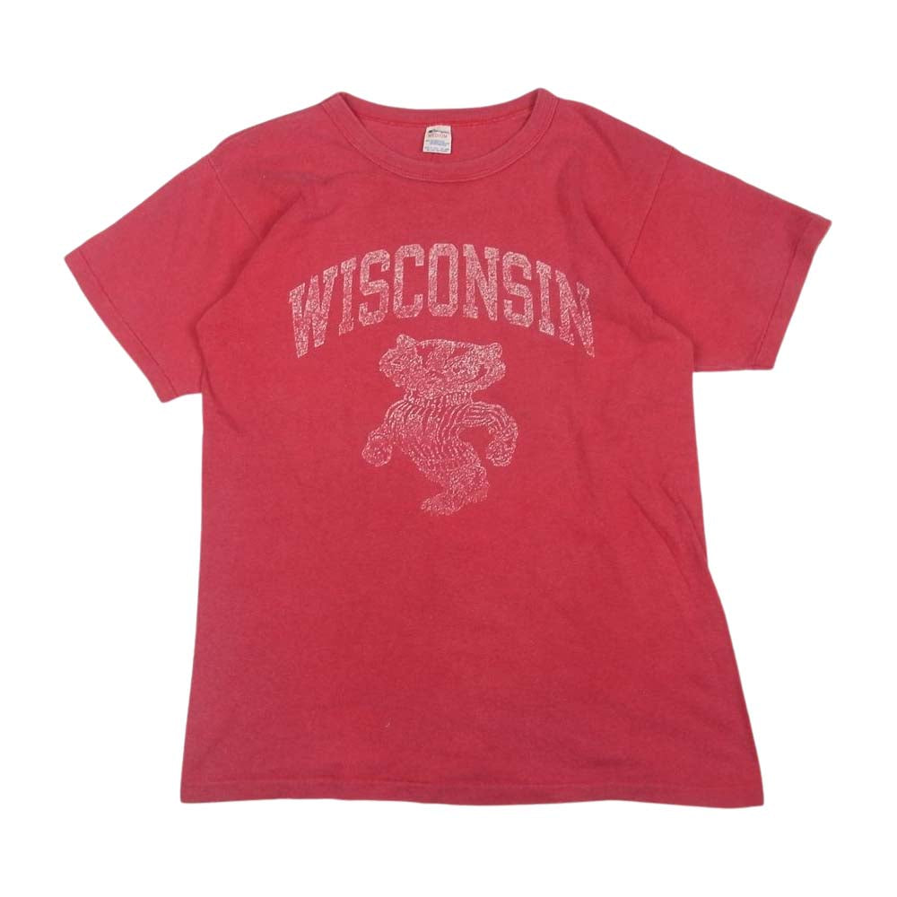 Champion チャンピオン 80s トリコタグ 後期 WISCONSIN カレッジ ロゴ プリント Tシャツ レッド系 M【中古】