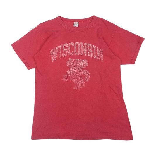 Champion チャンピオン 80s トリコタグ 後期 WISCONSIN カレッジ ロゴ プリント Tシャツ レッド系 M【中古】