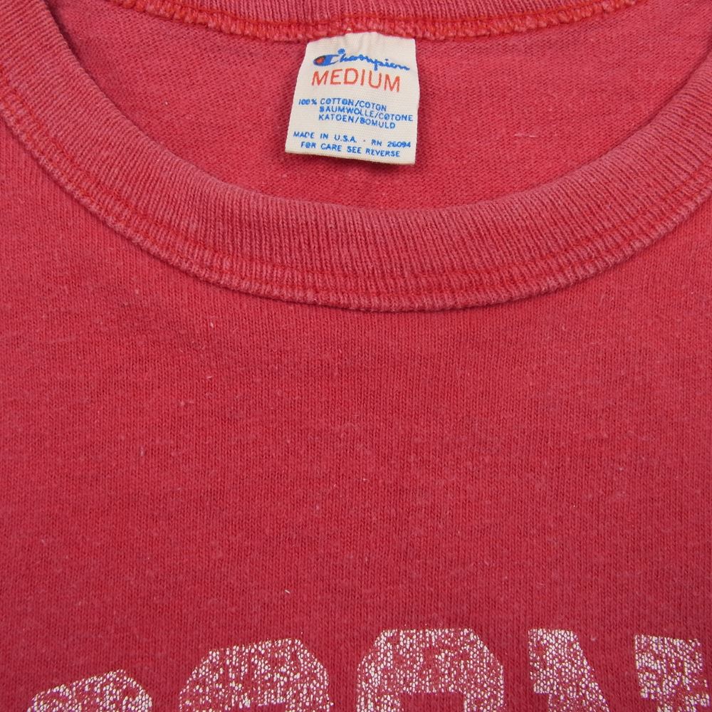 Champion チャンピオン 80s トリコタグ 後期 WISCONSIN カレッジ ロゴ プリント Tシャツ レッド系 M【中古】