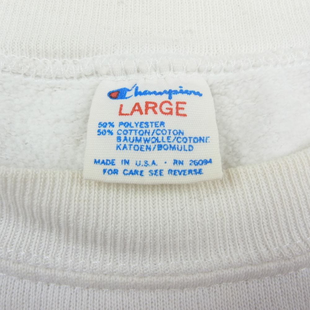 Champion チャンピオン 80s トリコタグ 後期 FLORIDA STATE カレッジ ロゴ プリント スウェット トレーナー ホワイト系 L【中古】