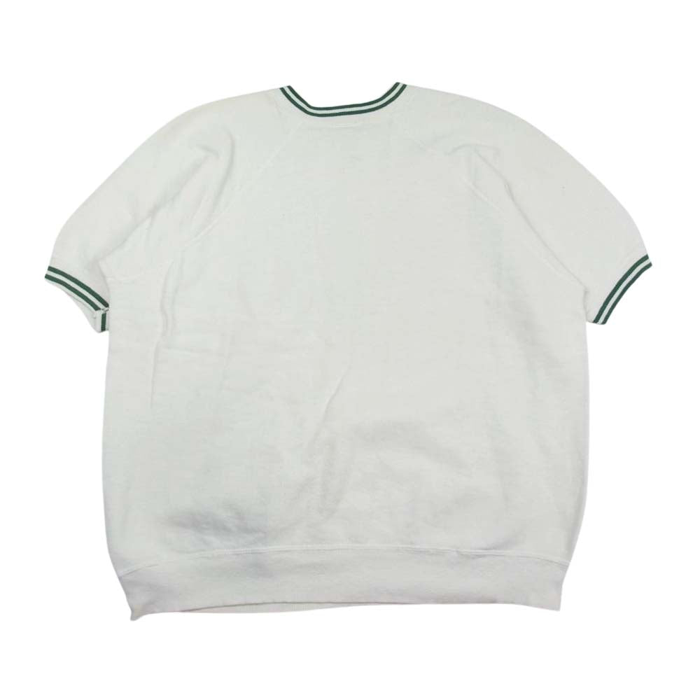 Champion チャンピオン 60s C中ランタグ リブボーダー WILLIAM AND MARY カレッジ プリント 半袖 スウェット ホワイト系 L【中古】