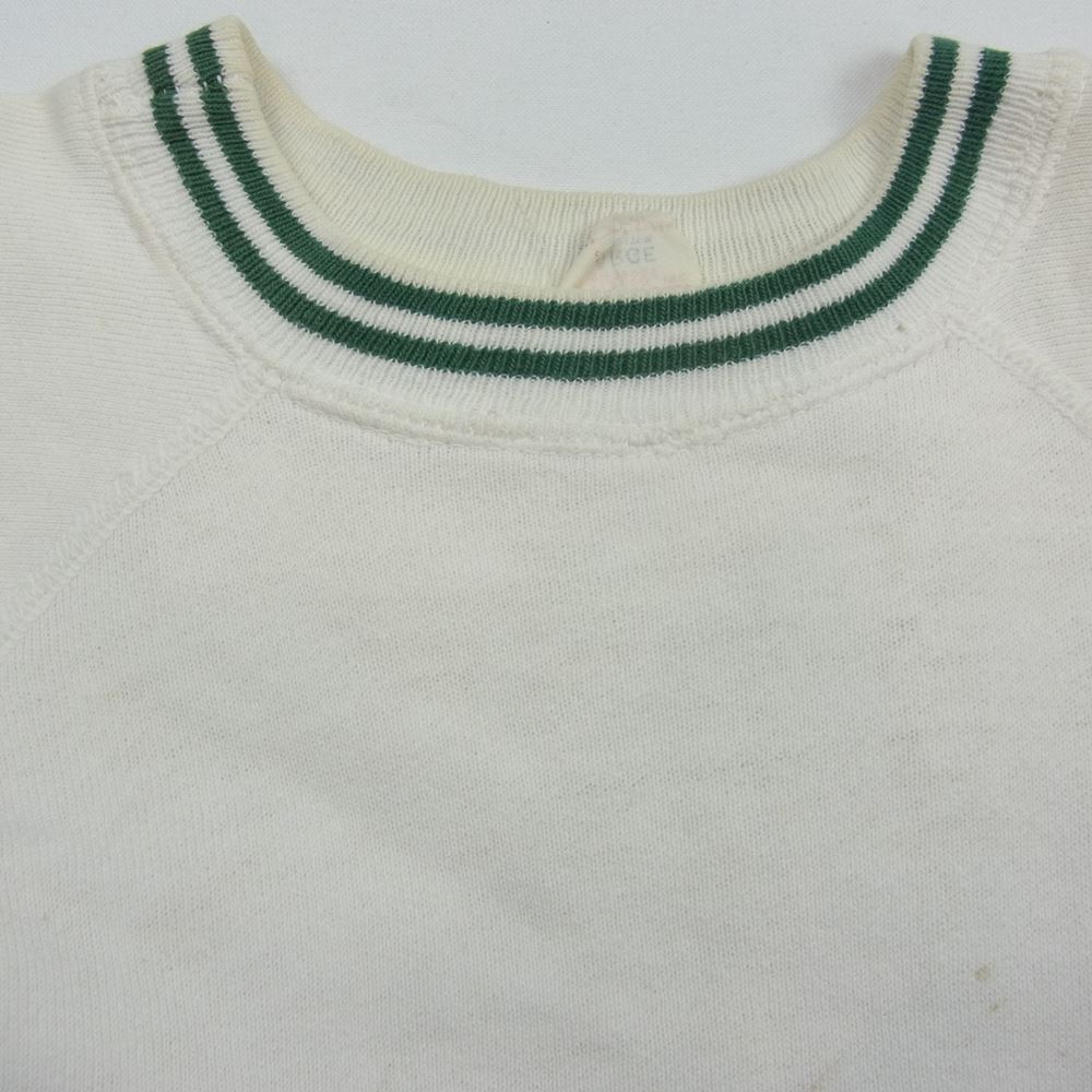 Champion チャンピオン 60s C中ランタグ リブボーダー WILLIAM AND MARY カレッジ プリント 半袖 スウェット ホワイト系 L【中古】