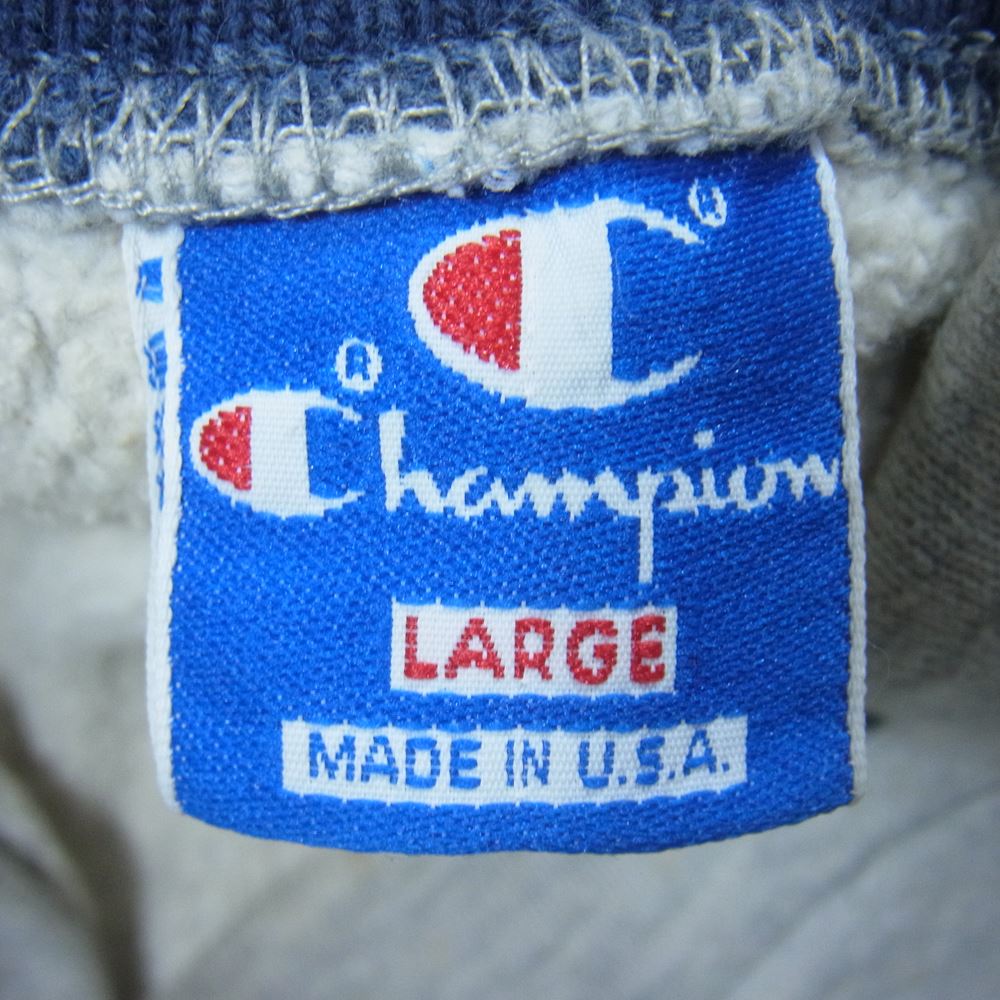 Champion チャンピオン 90s ハーフスナップ リブ ポケット SEAHAWKS ロゴ プリント スウェット トレーナー グレー系 L【中古】