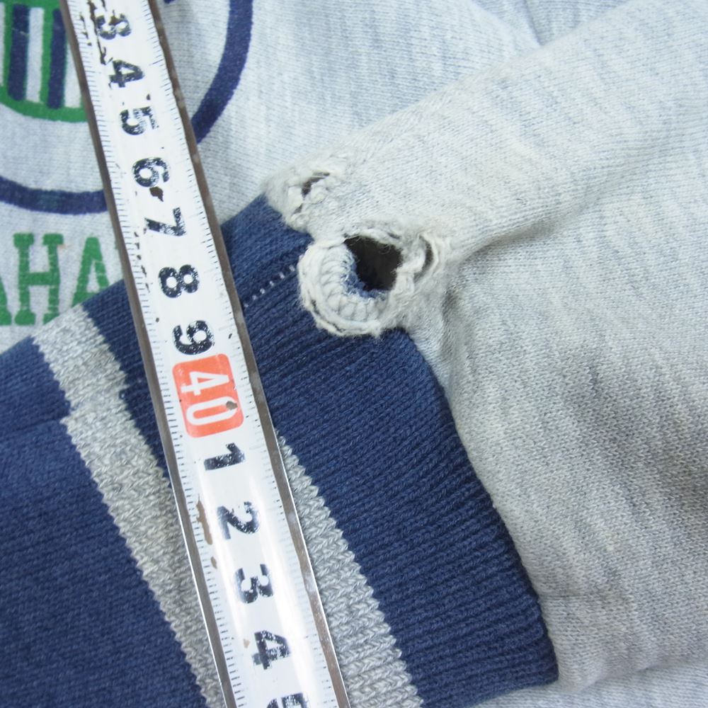 Champion チャンピオン 90s ハーフスナップ リブ ポケット SEAHAWKS ロゴ プリント スウェット トレーナー グレー系 L【中古】