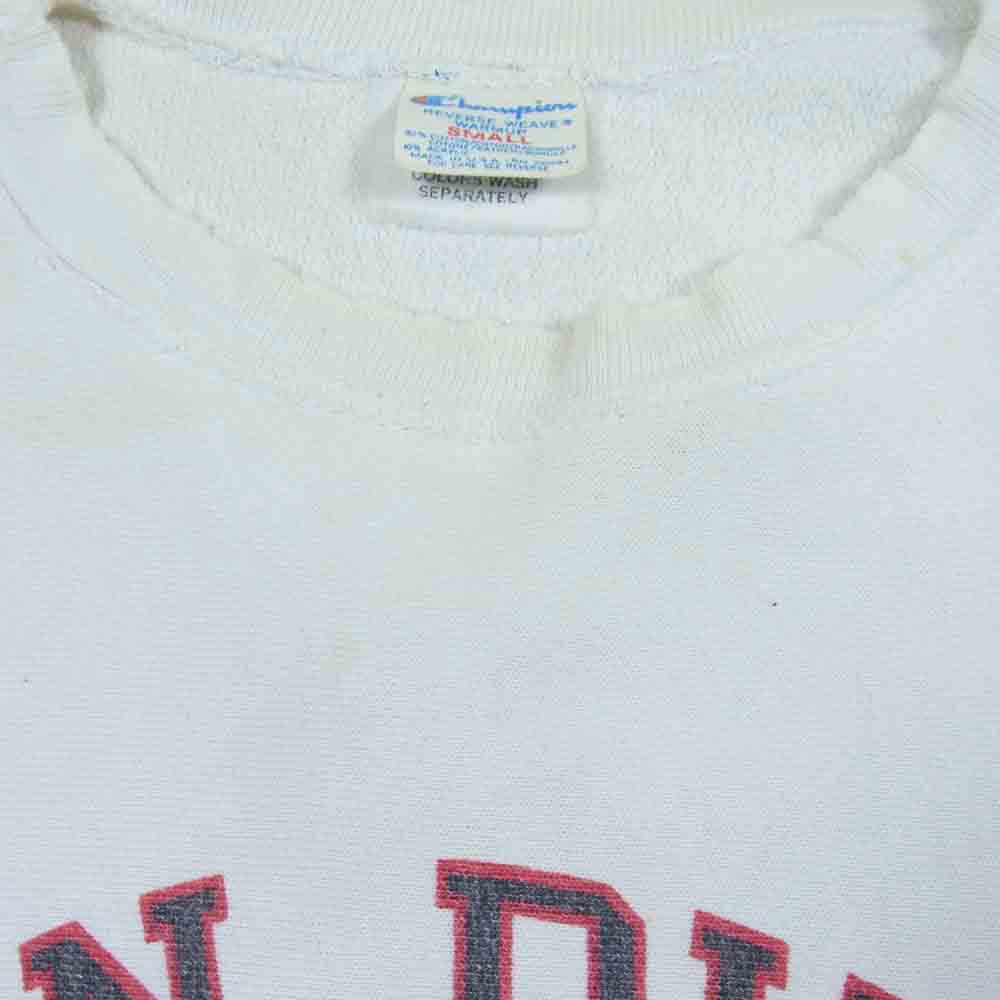 Champion チャンピオン 80s トリコタグ 中期  SAN DIEGO STATE UNIVERSITY カレッジ ロゴ プリント リバースウィーブ スウェット トレーナー ホワイト系 S【中古】