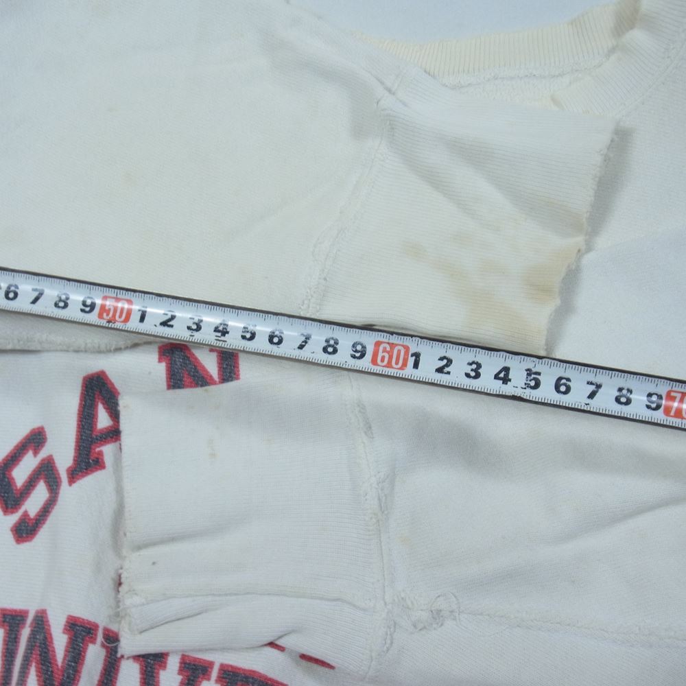 Champion チャンピオン 80s トリコタグ 中期  SAN DIEGO STATE UNIVERSITY カレッジ ロゴ プリント リバースウィーブ スウェット トレーナー ホワイト系 S【中古】