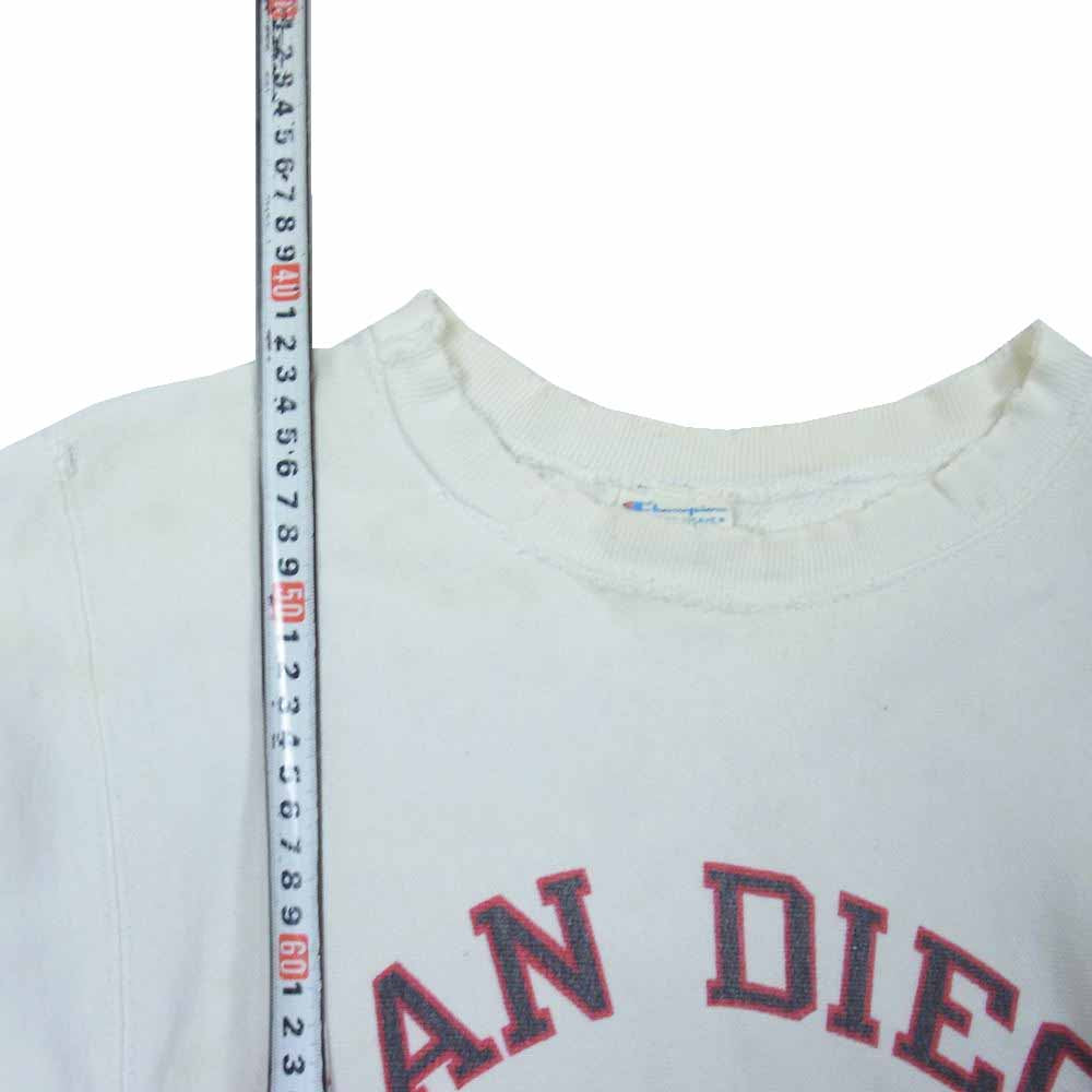 Champion チャンピオン 80s トリコタグ 中期  SAN DIEGO STATE UNIVERSITY カレッジ ロゴ プリント リバースウィーブ スウェット トレーナー ホワイト系 S【中古】