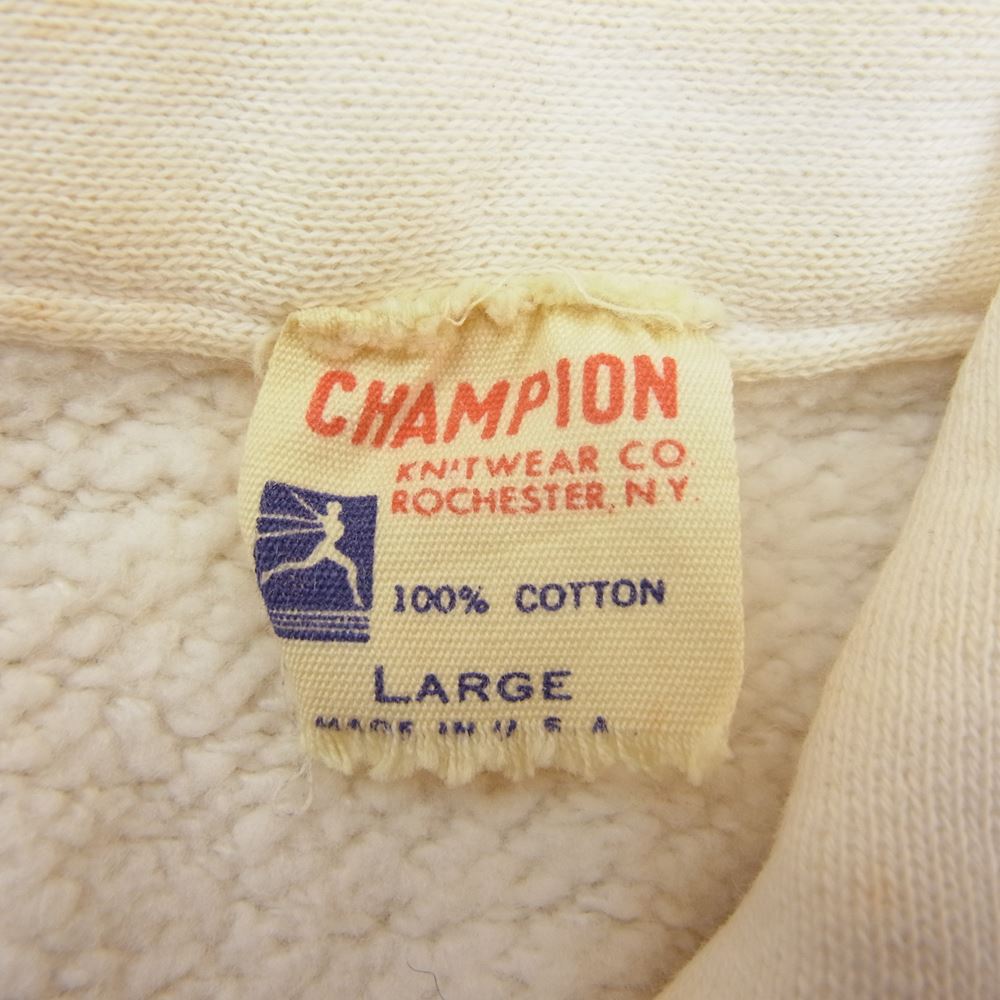 Champion チャンピオン 60s 大文字ランタグ 上段CHAMPION FALCONジップ ハーフジップ PENN STATE プリント スウェット ホワイト系 L【中古】