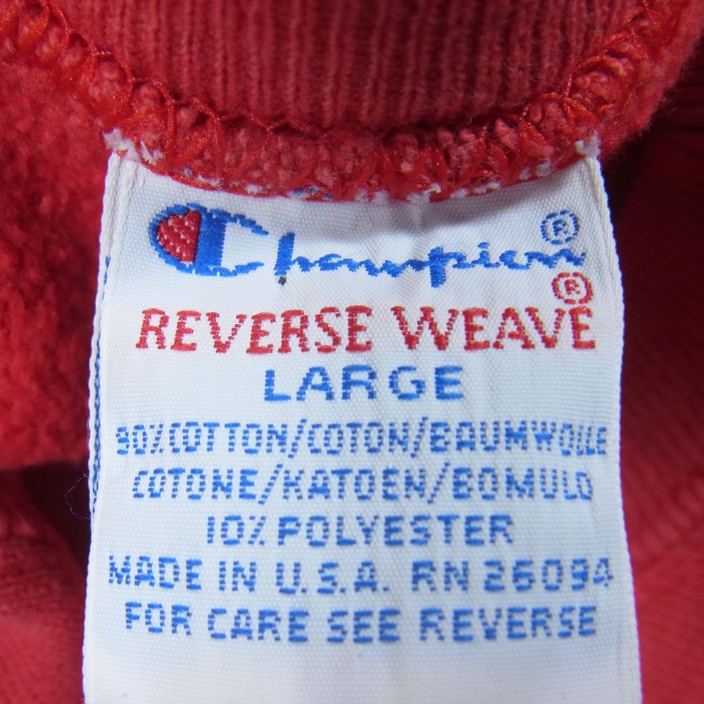 Champion チャンピオン 90s BOSTON UNIVERSITY カレッジ ロゴ プリント リバースウィーブ スウェット トレーナー レッド系 L【中古】