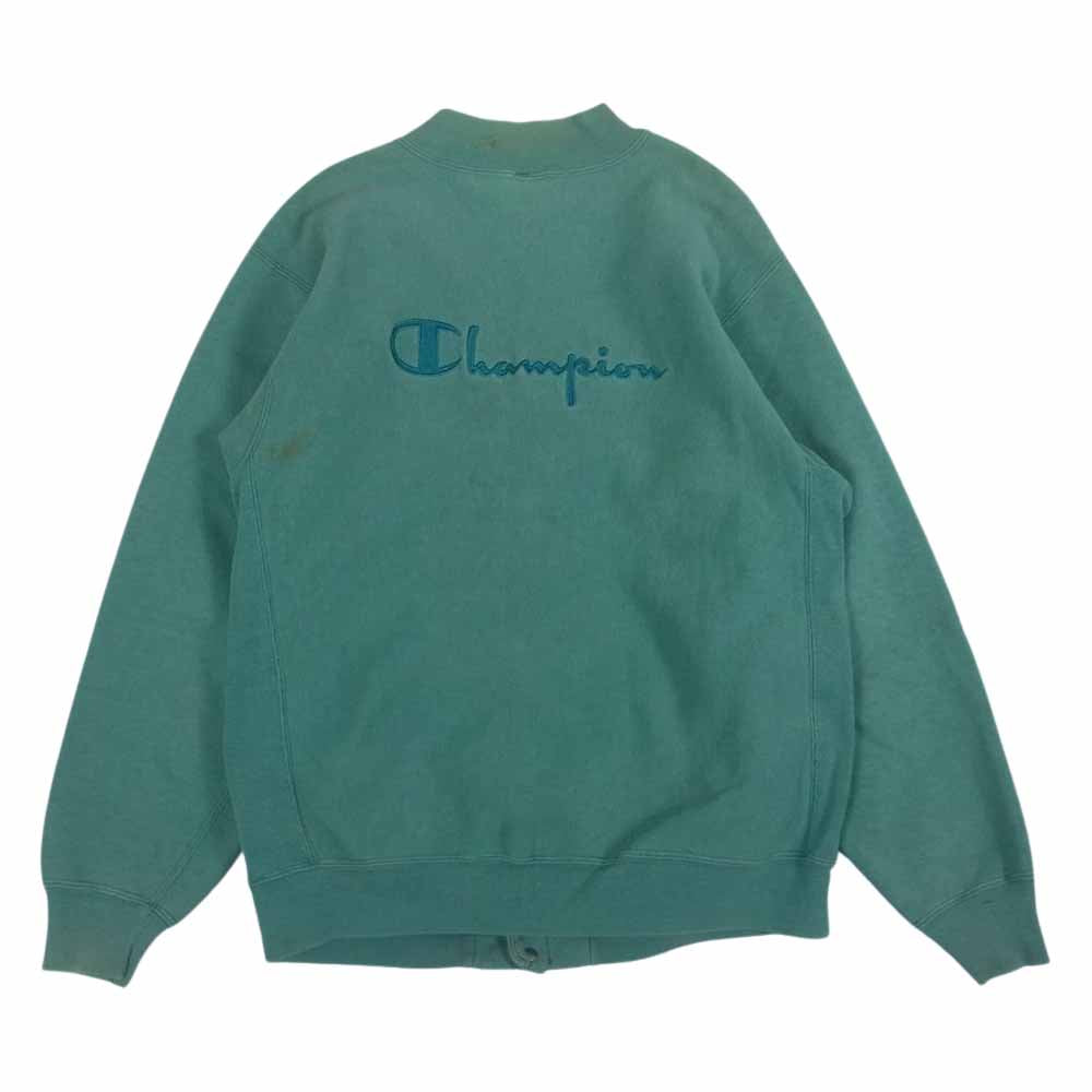 Champion チャンピオン 90s スナップ ボタン 背面 ロゴ刺繍 リバースウィーブ スウェット カーディガン グリーン系 L【中古】