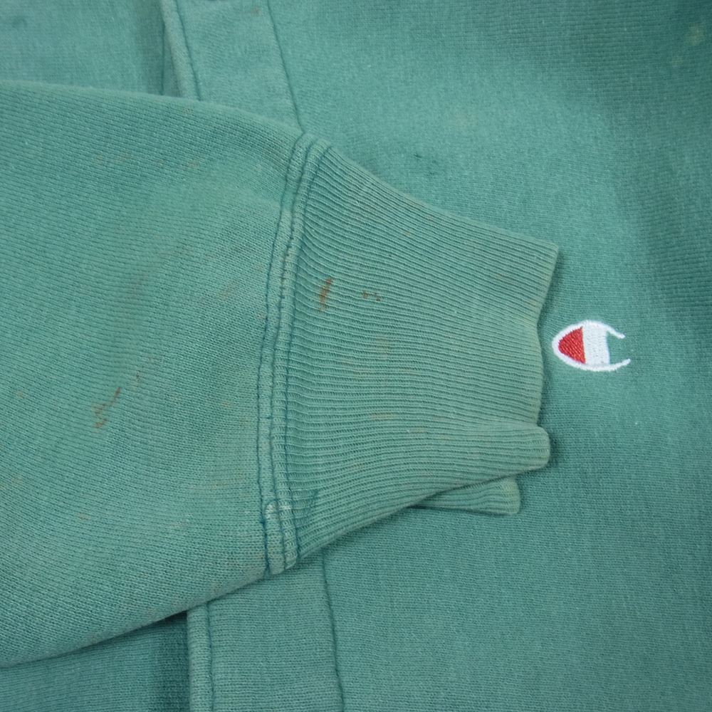 Champion チャンピオン 90s スナップ ボタン 背面 ロゴ刺繍 リバースウィーブ スウェット カーディガン グリーン系 L【中古】