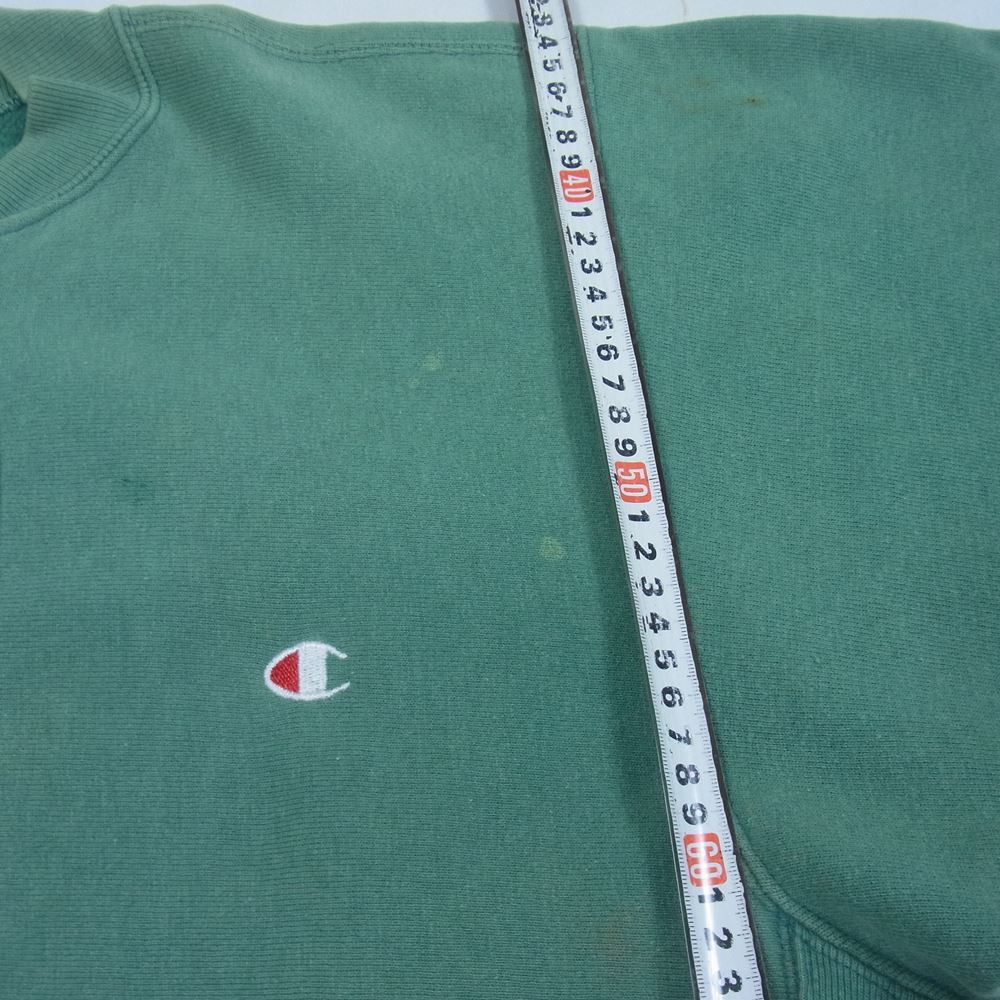 Champion チャンピオン 90s スナップ ボタン 背面 ロゴ刺繍 リバースウィーブ スウェット カーディガン グリーン系 L【中古】