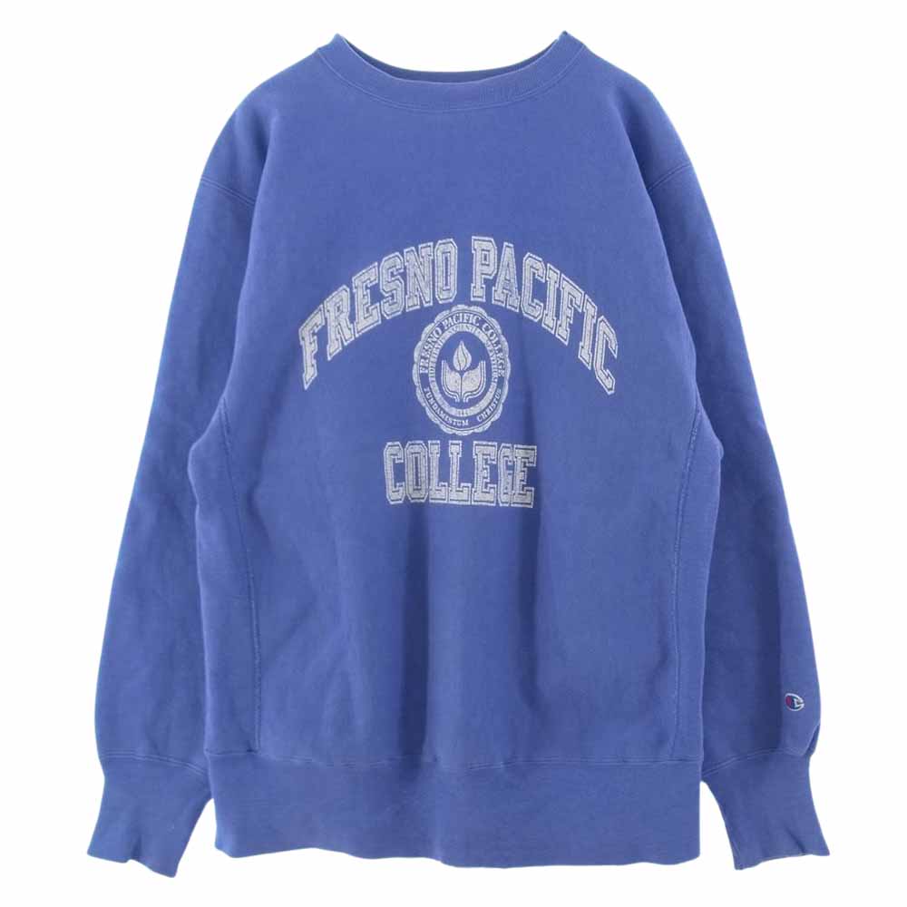 Champion チャンピオン 90s FRESNO PACIFIC COLLEGE カレッジ ロゴ プリント リバースウィーブ スウェット トレーナー ライトブルー系 L【中古】