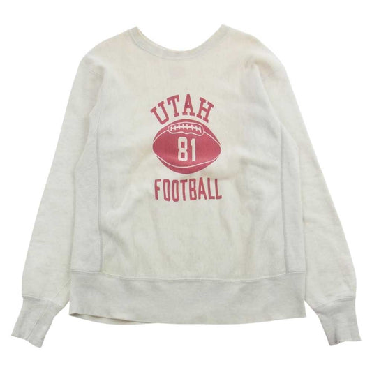 Champion チャンピオン 60s タタキタグ 後期 UTAH FOOTBALL カレッジ 染み込み プリント リバースウィーブ スウェット トレーナー オートミール系 L【中古】