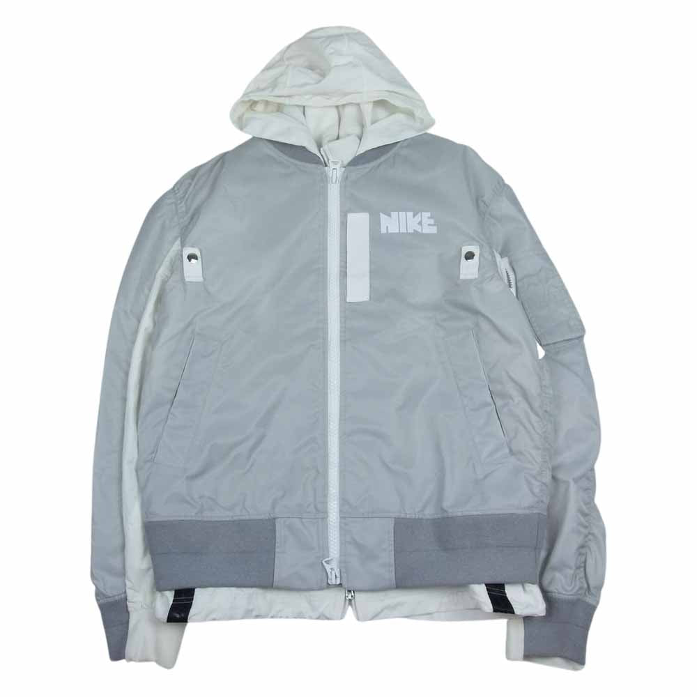 Sacai サカイ × NIKE ナイキ 20AW CZ4697-097 NRG LAYERED JKT レイヤード ボンバー ジャケット グレー系 ホワイト系 M【中古】