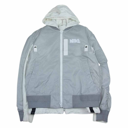 Sacai サカイ × NIKE ナイキ 20AW CZ4697-097 NRG LAYERED JKT レイヤード ボンバー ジャケット グレー系 ホワイト系 M【中古】