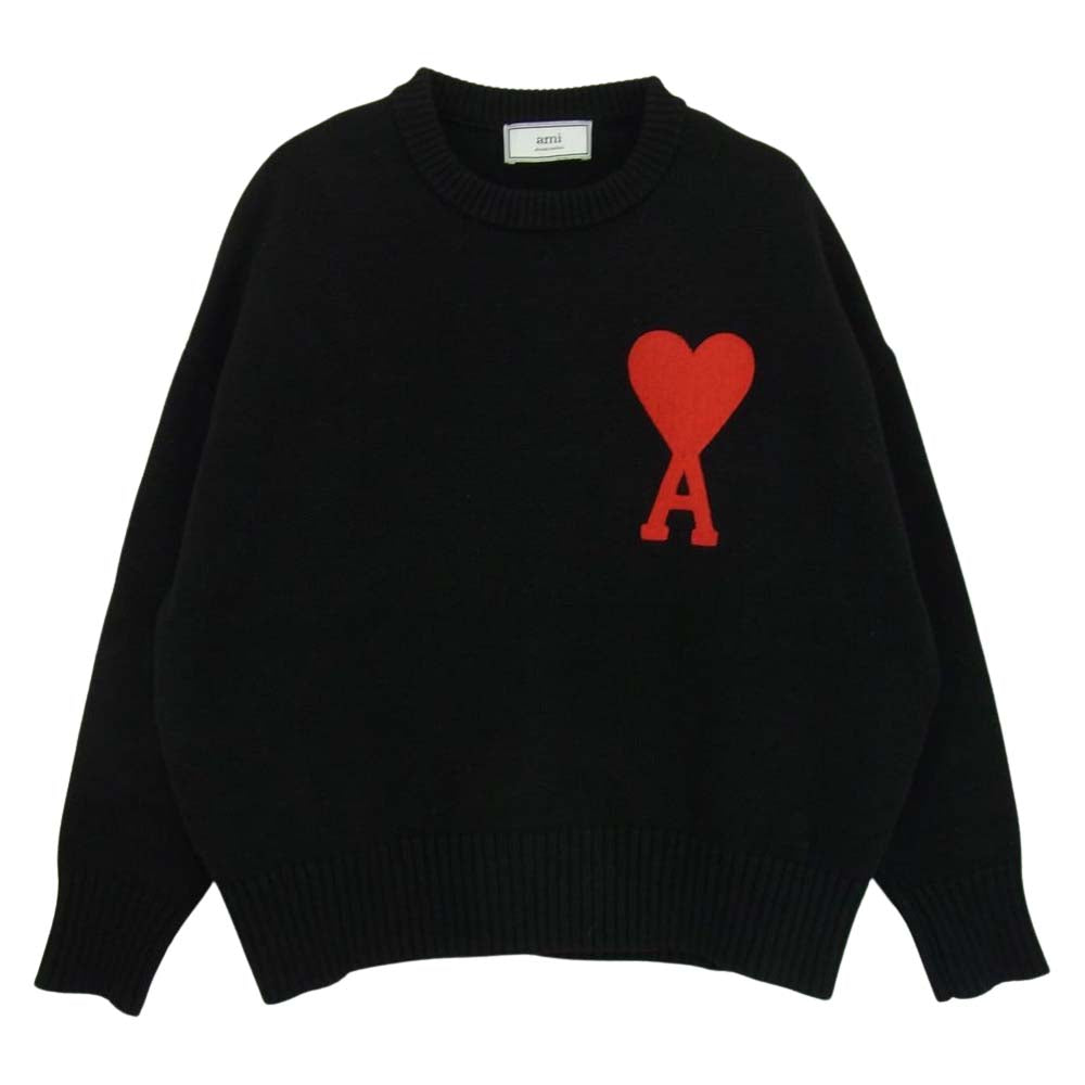 アミアレクサンドルマテュッシ ロゴ刺繍 クルーネック ニット ブラック系 XS【中古】