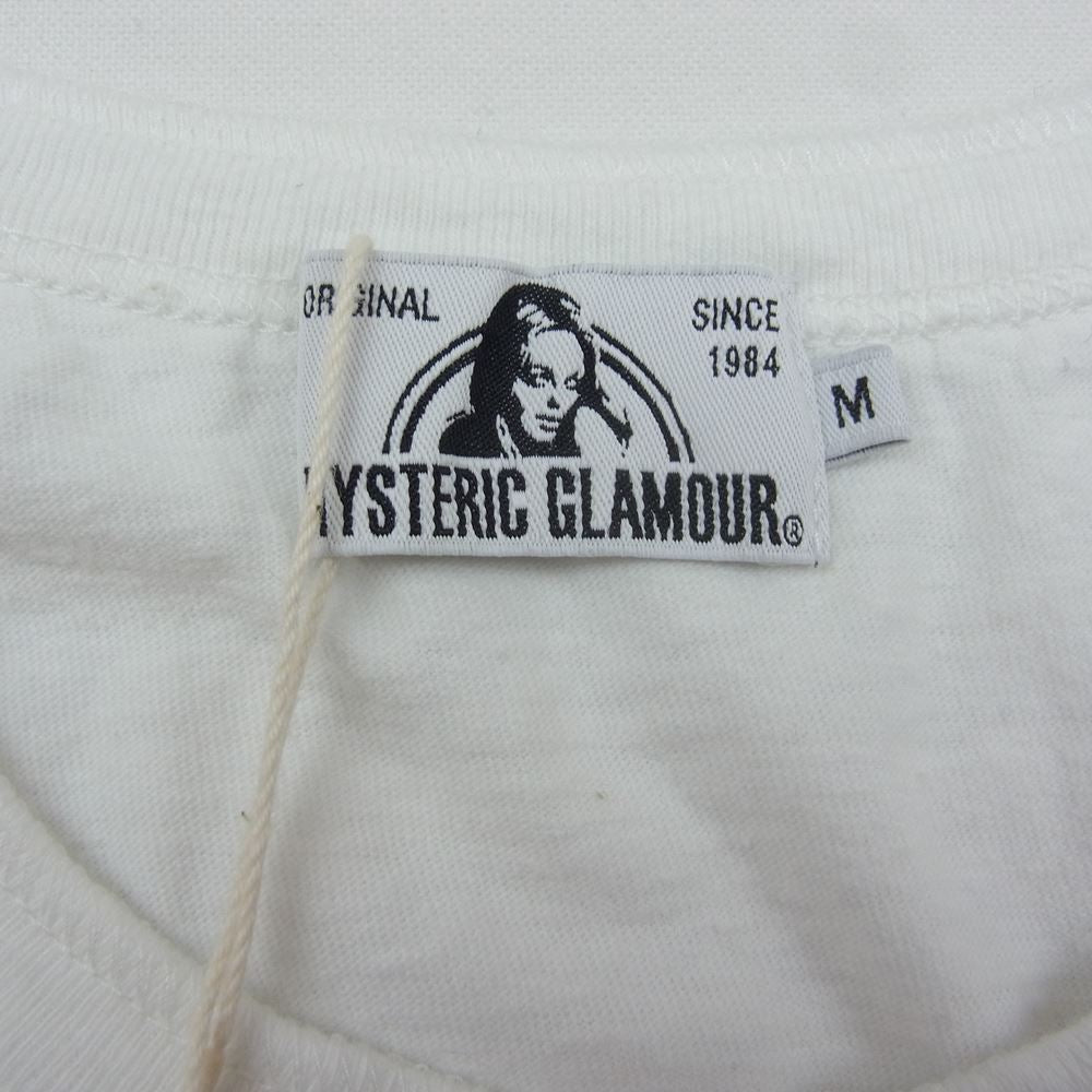 HYSTERIC GLAMOUR ヒステリックグラマー 02203CL01 HYS NINERS ヘンリーネック 7分袖 Tシャツ ホワイト系 ネイビー系 M【新古品】【未使用】【中古】