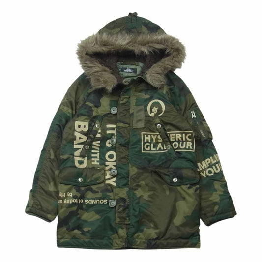 JOEY HYSTERIC ジョーイヒステリック 49410143 KIDS キッズ LOGO SCRATCH N-3B カモ ファー 中綿 ジャケット グリーン系 L【中古】