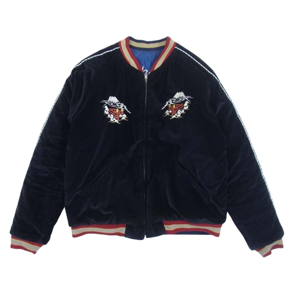 TAILOR TOYO テイラー東洋 TT12827 【難有り】SOUVENIR JACKET TIGER×JAPAN MAP リバーシブル スカジャン 別珍×サテンキルト ジャケット ブラック系 ブルー系 M【中古】