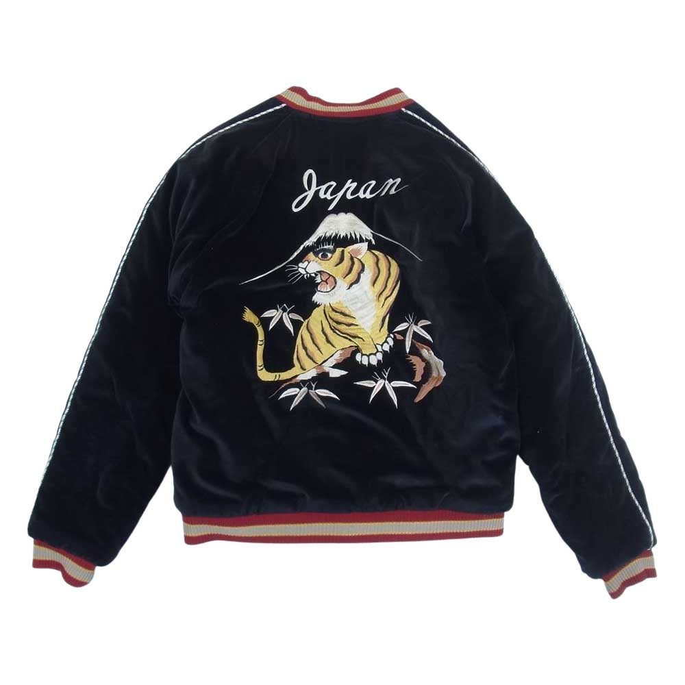 TAILOR TOYO テイラー東洋 TT12827 【難有り】SOUVENIR JACKET TIGER×JAPAN MAP リバーシブル スカジャン 別珍×サテンキルト ジャケット ブラック系 ブルー系 M【中古】