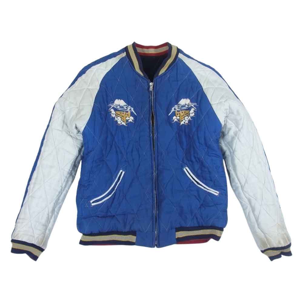 TAILOR TOYO テイラー東洋 TT12827 【難有り】SOUVENIR JACKET TIGER×JAPAN MAP リバーシブル スカジャン 別珍×サテンキルト ジャケット ブラック系 ブルー系 M【中古】