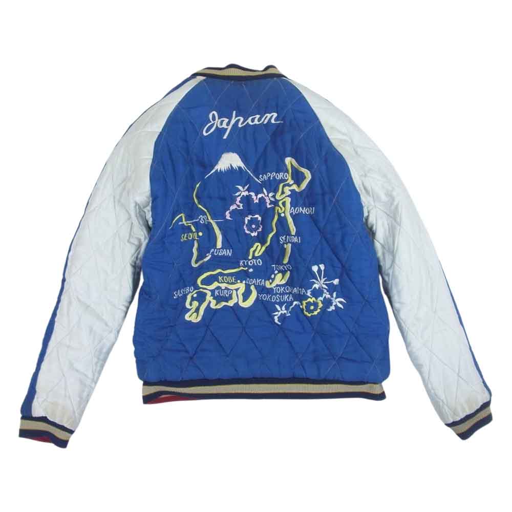 TAILOR TOYO テイラー東洋 TT12827 【難有り】SOUVENIR JACKET TIGER×JAPAN MAP リバーシブル スカジャン 別珍×サテンキルト ジャケット ブラック系 ブルー系 M【中古】