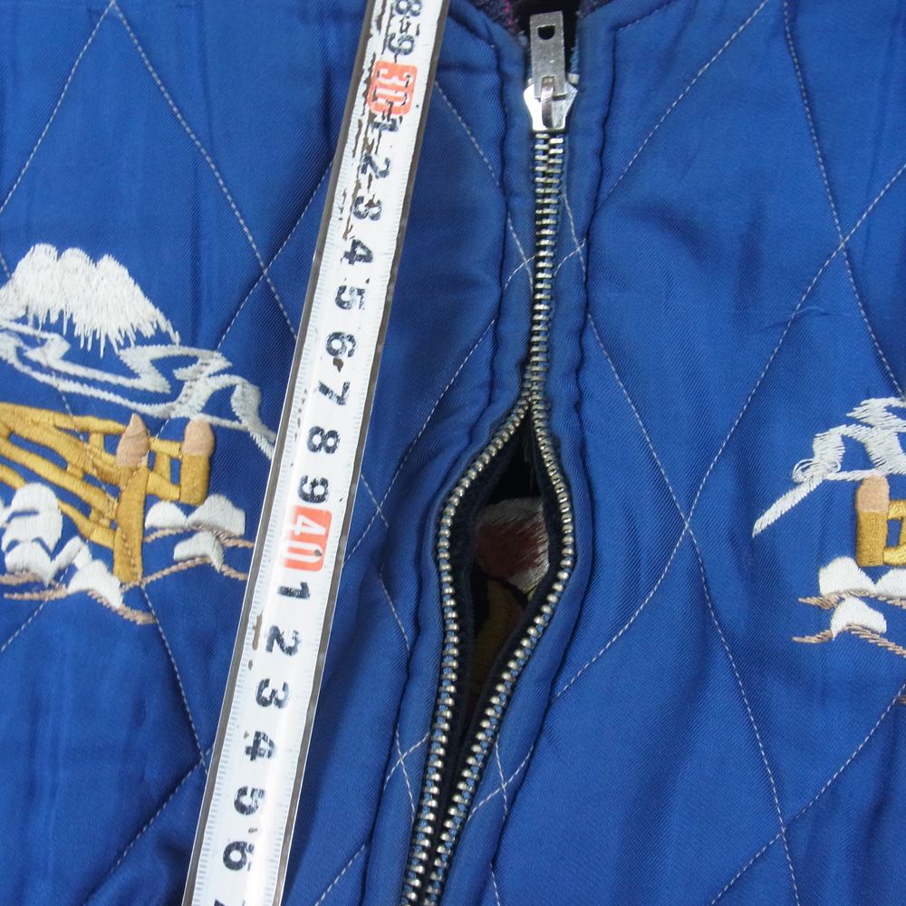 TAILOR TOYO テイラー東洋 TT12827 【難有り】SOUVENIR JACKET TIGER×JAPAN MAP リバーシブル スカジャン 別珍×サテンキルト ジャケット ブラック系 ブルー系 M【中古】