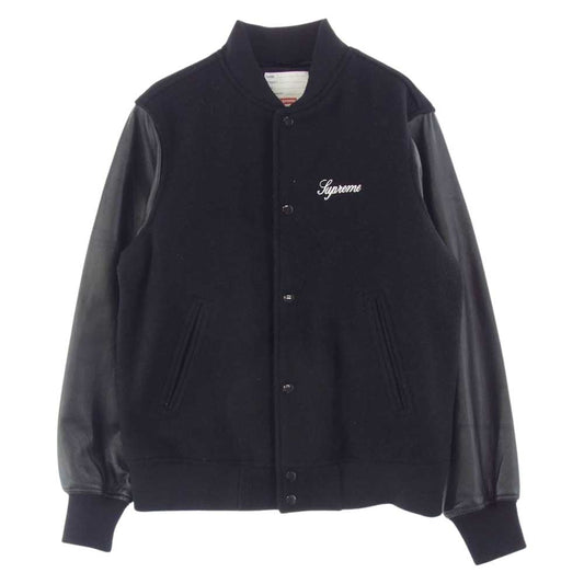 Supreme シュプリーム 15AW Wool Varsity Crew Jacket バーシティー ヴァーシティー クルー ジャケット スタジャン ブラック系 S【中古】