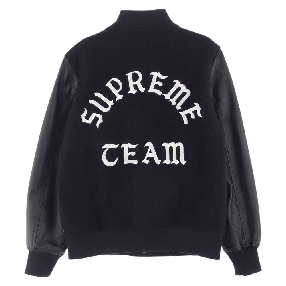 Supreme シュプリーム 15AW Wool Varsity Crew Jacket バーシティー ヴァーシティー クルー ジャケット スタジャン ブラック系 S【中古】